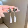 Dangle Earrings 2023 Vintage Black Butterfly For Women Fashion Jewelry Waterdrop Pearl Long Earings Party Accessories