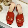 Luxury brand slippers summer all-match thick heel fashion sandals for women Retro embroidery double G designer casual high heels for women