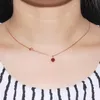 Cara gargantilha moda Sterling S925 Colar de prata Garnet vermelho com ouro rosa para mulheres Garnet de namorada Gente de luxo Jóias Altb-358