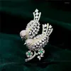 Brooches Luxury Cubic Zircon Women Pins Retro Cute Double Flying Love Bird Brooch Pin Animal Broche Wholesale Jewelry Xmas Gift