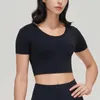 Yoga Outfit Women's Short Sleeve Sports Bra Gym Crop Top Underwear Round Neck Thin Fitness Vest With Chest Pad Running Sportswear