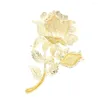 Broches Rhinestone Crystal Big Rose Flower Broche Pin Bladeren Bud Broach Woman Sieraden FA5068