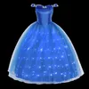 Abiti da ragazza Uporpor Ragazze Cenerentola Principessa Abito illuminato a LED per la festa di compleanno di Natale Cosplay Girl Come Kids Fancy Blue Ball Gown R231128