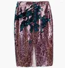 Юбки женская юбка с блестками хит цвета расколоть осенние зимние пакет с модным карандашом для бедра