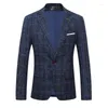 Men's Suits British Men's Blazer Jacket Plaid Suit Coat Male Slim Fit Dress Prom Tops Clothes Man Spring Autumn Casual Blazers For Men