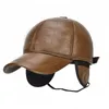 Ball Caps Brand style Men's Real Cowhide Leather baseball Cap brand sboy /Beret Hat winter warm Cowhide cap Cow-09 230303