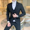 Мужские костюмы Blazers Blazer и жилет и брюки / бутик -клетчатые клетки мужской случайный бизнес -костюм 3pcs Set Groom Wedding Dress Comsome 230303