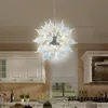 Round Shape White Pendant Lamps Dia26 inches Contemporary Hand Blown Glass Chandelier LED Light Source Hanging Chandeliers for Corridor Decor LR1465