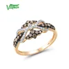 Bagues de cluster Visoso Véritable 14K 585 Bague en or rose pour femmes Sparkling Diamond Brown Élégant Engagement Mariage Fine Bijoux