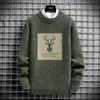 Erkekler Sweaters Sonbahar Vintage büyük boyutlu erkek örgü erkekler geyik baskı kazak hip hop harajuku beyaz yastıklı kadife 230302