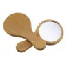 Natural Wood Mirror Wooden Short Handle Mirror Vintage Portable Compact Makeup Hand Held Mirrors Wedding Party Favor Gift Espejo De Madera Natural Con Corto