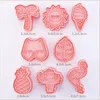 Baking Moulds 8Pcs/set Cartoon Summer Beach Cookie Cutters Plastic Pressable Biscuit Mold Fondant Stamp Kitchen Pastry Tools