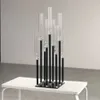 decoration Wholesale new trend black tall long-stemmed acrylic table candlestick wedding centerpiece crystal metal tube candelabra for sale imake631