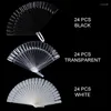 False Nails 12/24/32 Pcs/set Nail Tips Fan Nature DIY Clear Black With Ring Art Display Finger Full Card Practice Dropship