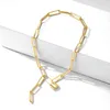 Choker Gothic Punk Paper Clip Link Chain Necklace For Women Miami Square Shape Thick Stylish Necklaces Jewelry