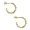 Boucles d'oreilles créoles rondes intérieures en perles de mer fraîches, Huggies couleur argent, bijoux tendance pour femmes, 2023