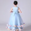 Robes de fille Adolescents Été Longue Fleur Fille Robes De Fête Enfants Élégant Mariage Tutu Robe De Bal Enfants Princesse Demoiselle D'honneur Robe Formelle W0224