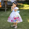 Girl's Dresses Spring New Print Flower Wedding Dress For Girls Princess Dress Children Bridesmaid Dress Kids Bowknot Evening Dresses 1-10 Years W0224