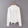 Blusas de mujer, Tops de verano para mujer, pajarita Vintage, camisas blancas elegantes, Top coreano Sexy con cuello en V, Blusa de manga larga, ropa de calle