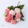 Fleurs décoratives Hortensia en soie artificielle faux 15 têtes de fleurs bricolage petit Bouquet décoration de fête de mariage Po accessoires artisanat ornements