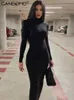 Casual Dresses Long Sleeve High Collar Bodycon Midi Dress Women 2022 Autumn Winter Sexy Evening Sheath Long Dresses Elegant Party Night Clothes Z0216