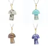 Charms 1 "Natural Crystals Stone Mushroom Staty Pendulum Necklace Spiritual Pendant For Women Halsband Diy Jewelry