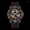 Relojes de pulsera WISHDOIT Original Fashion Men # 39; s Skeleton Tourbillon reloj de pulsera automático reloj mecánico hombre luminoso impermeable
