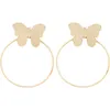 Boucles d'oreilles à tige 6 paires / lot de haute qualité Fashion Metal Big Circle Butterfly