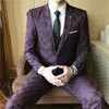 メンズスーツBlazers BlazervestPantsFashion Plaid Men's Castile Boutique Wedding Groom Manスーツフォーマルビジネススリーピーススーツメンズスーツ230303