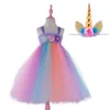 فساتين الفتاة الفتيات زهرة تأتي الأميرة الطويلة فساتين جديدة 2019 Girls Prom Cosplay Tutu Dress مع فساتين الصيف عداد المدى للأطفال W0224