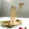 Ljushållare romantiska valentins dag gåva ljusstake hem skytte rekvisita bröllop dekoration guld ornament par älskare hållare