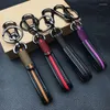 Keychains Handmade Fashion Luxury Leather Keychain Car Keyring Key Pendant Men Women Chain Metal Accessories Buckle Gifts For