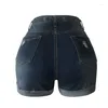 Women's Shorts Womens Short Jeans Elastic Waist Denim With A Belt Office Lady Curled Feet Rotten Edges Females Clothes