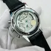 Wristwatches Luxury Mens Mechanical Watch Black Leather Strap Automatic White Dial Blue Hands Male