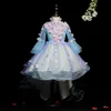 Robes de fille bleu clair tulle princesse robes de bal robe tutu de mariage pour fille perles appliques robes de demoiselle d'honneur traînant robes de bal W0314