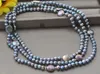 Chaînes Z10570 33"-100" 14mm Collier de perles d'eau douce rondes noires