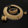 Halsbandörhängen Set 2023 Fashion African Woman Custome Nigeria Bröllopsmärke smycken Dubai Gold grossist