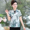 Kadın bluzları retro Çinli kadınlar bluz geleneksel vintage eğik gömlek zen yaz saten oryantal kadın üstleri mandalina yaka cheongsam