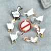 Cartoon Accessories Cute Animal White Duck Small Funny Enamel Brooches Pins For Women Demin Shirt Decor Brooch Pin Metal Kawaii Badg Dh4Wr
