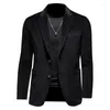 Mäns kostymer 2023 Märken Mäns svart grå kostymjackor Solid Slim Fit Single-Breasted Dress Men Fashion Corduroy Blazer