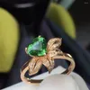 Cluster Rings H630 Green Tourmaline Ring 18 K Gold Jewel Natural 1.72ct Gemstones Diamonds Female For Women Fine