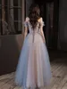 Fairy Blue Sexy Evening Dresses 3D Applique Tulle Off Shoulder Strapless Shiny Sequined 2023 Women A-Line Long Party Prom Gowns