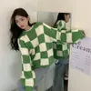 Pulls pour femmes Pulls Femmes Tricot Plaid College Jeune Pull Printemps Automne Droite Lanterne Manches À La Mode Adolescents Chic Ulzzang Mujer 230303