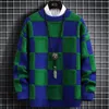 Men s Sweaters Fall Winter Korean Style Mens Pullovers High Quality Thick Warm Cashmere Sweater Men Luxury Plaid Pull Homme 230302