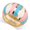 Bangle Trendy Enamel Colorful Statement Bracelet For Women Gold Plated Multicolor Striking Fashion Cuff Jewelry