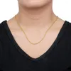 Chains Real 18K Yellow Gold Woman Necklace 2mmW Hollow Rope Chain Link Man Au750