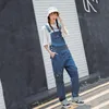 Women's Jumpsuits & Rompers Ladies Denim Overalls High Waist Multi-pocket Bib Female Port Wind Loose Straight Jumpsuit Slimming TrousersWome