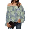 Women's Blouses Spring Off Shoulder Chiffon Blouse Pullover Hawaii Polynesian Tribal Clothing Bird Of Paradise Fern Print Elegant Ladies