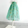 Skirts Ball Gown Women Summer Fashion High Waist Knee Length Skirt Vintage Organza Umbrella