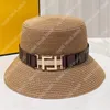Çim Örgü Kadın Hasır Kova Şapka Adam Lüks Yaz Düz Gömme plaj şapkaları Güneş Koruma Altın Toka Kovalar Kapaklar